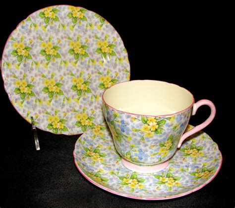 Shelley Primrose Chintz Cup Saucer And 6 Dessert Plate Beautiful