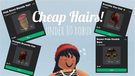 Girls Hairs That Costs Under 80 Robux Roblox Youtube