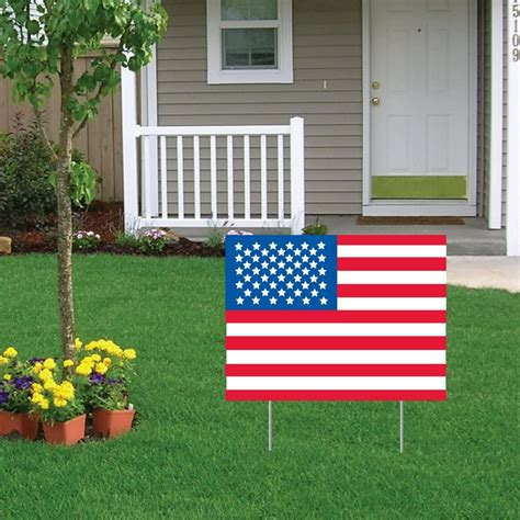 American Flag Usa Flag Yard Sign 18 Inch By 24 Inch Two Sided Includes