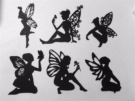 Set Of 6 Fairies Silhouette Fairy Scrapbook And Card