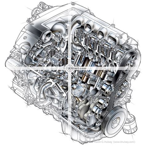 Cutaway Car Engine Stock Illustrations