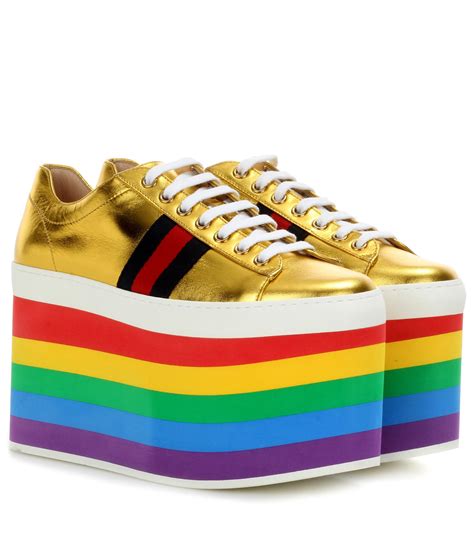 Gucci Platform Sneakers In Gold Metallic Lyst