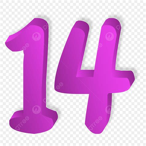 Number 14 Vector Design Images Number 14 3d Purple Color Alphabet