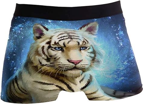 Omajig White Tiger Mens High Waistband Boxer Briefs Stretch Trunk