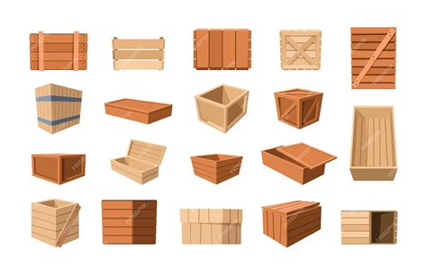 Premium Vector Wood Container Cartoon Warehouse With Wooden Boxes