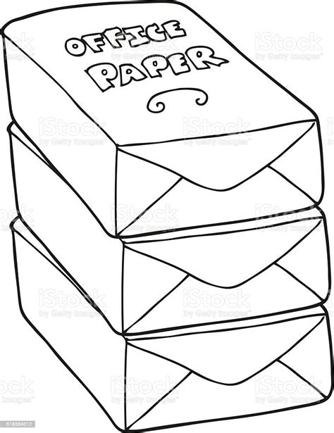 Black And White Cartoon Office Paper Stack Stock Illustration