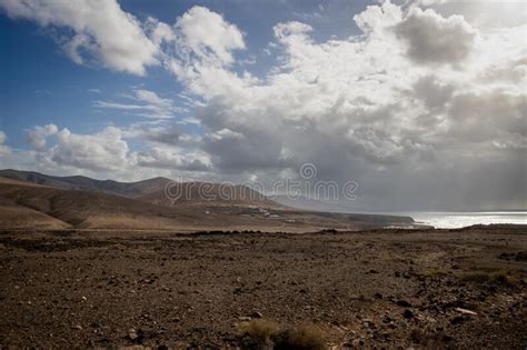 Desert And Atlantic Ocean Fuerteventura Spain Stock Photo Image Of