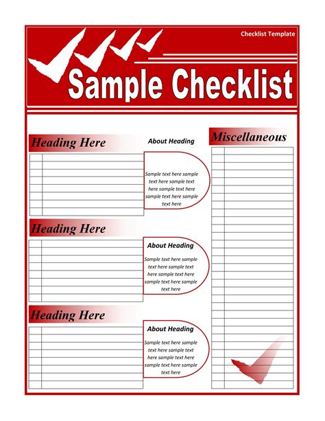 Checklist To Do List Template
