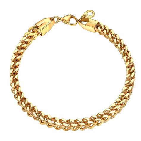 3mm45mm6mm Wide 18k Gold Plated Double Layered Cuban Chain Bracelet