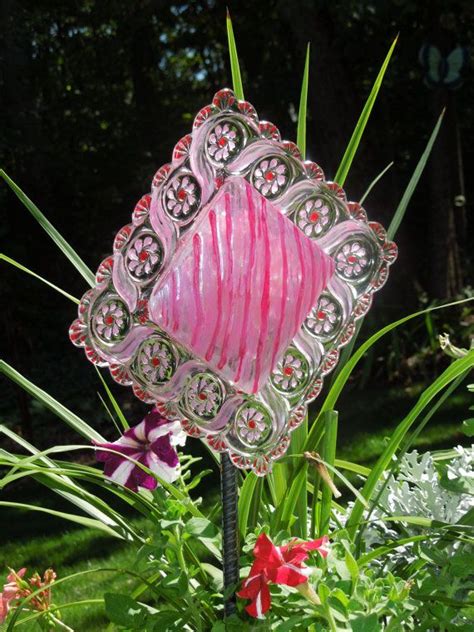 Glass Plate Garden Art And Yard Art With Recycled Glass On Etsy