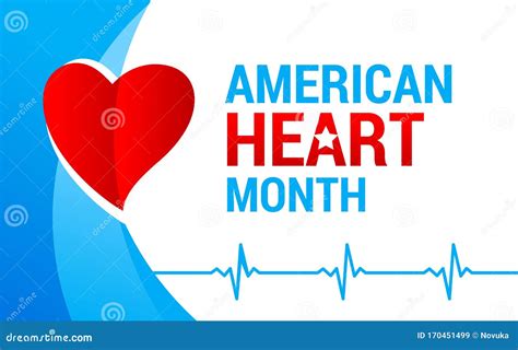 National American Heart Month Banner With Logo Heart And Cardiology