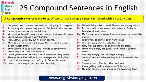 25 Compound Complex Sentences In English English Study Page
