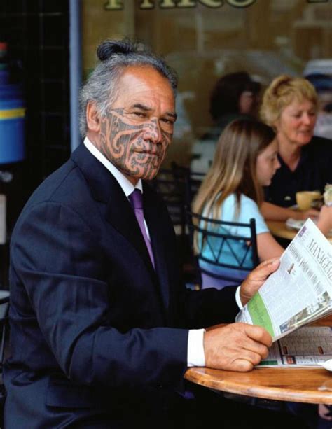 Older Maori Man With Traditional Face Tattoos New