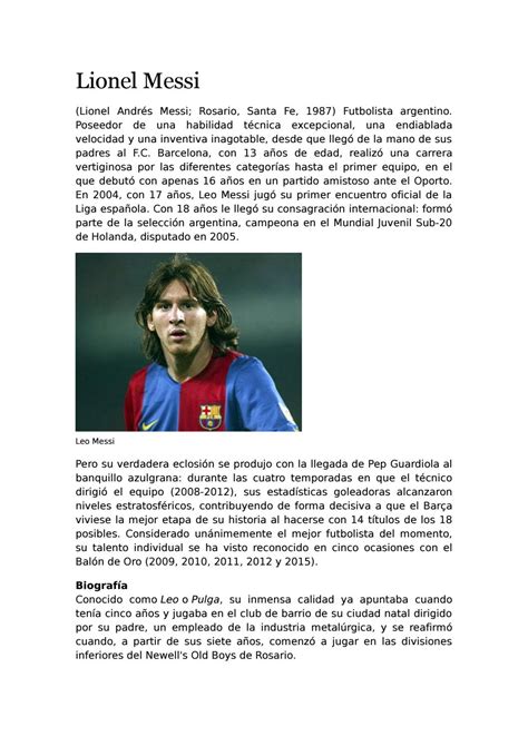 Historia Y Biografia De Lionel Messi Vebuka Com