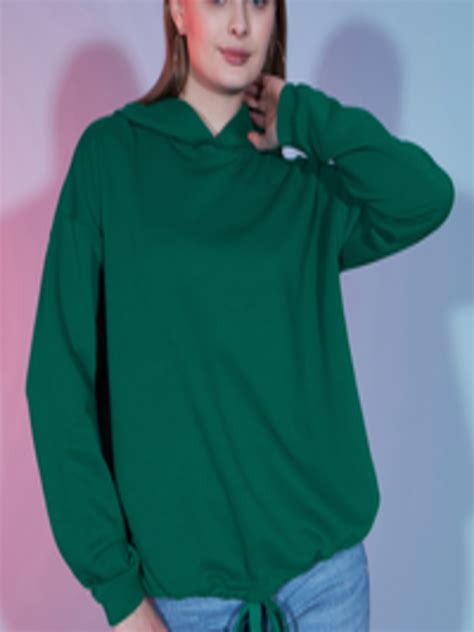 Buy Dressberry Green Hooded Cotton Pullover Sweatshirt Sweatshirts For Women 26259476 Myntra