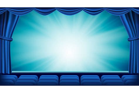 Blue Theater Curtain Vector Theater Opera Or Cinema Empty Silk Stage