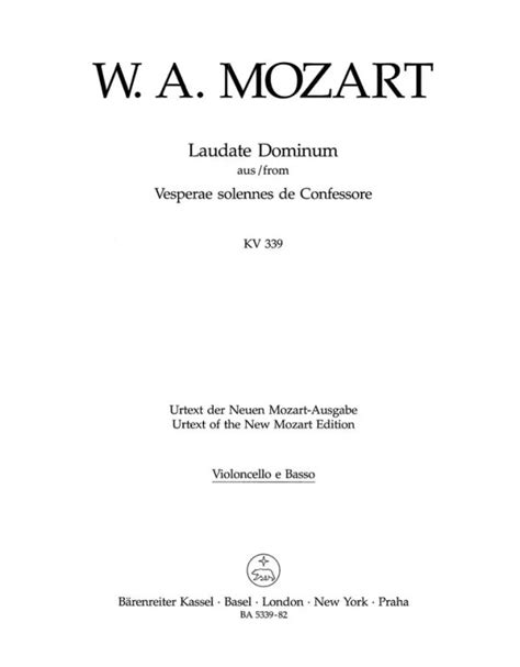 Laudate Dominum Kv 339 From Wolfgang Amadeus Mozart Buy Now In The