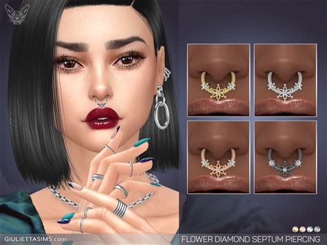 The Sims Resource Flower Diamond Septum Nose Piercing Kids Earrings