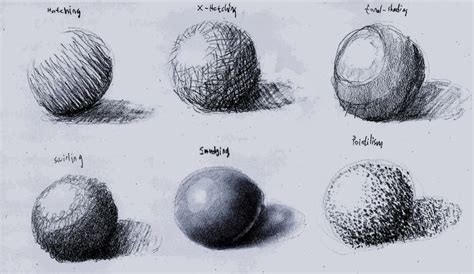 Several techniques of layering marks are used to create the necessary transitions in shading. sphere shading | Form/Value | Pinterest | Search and ...