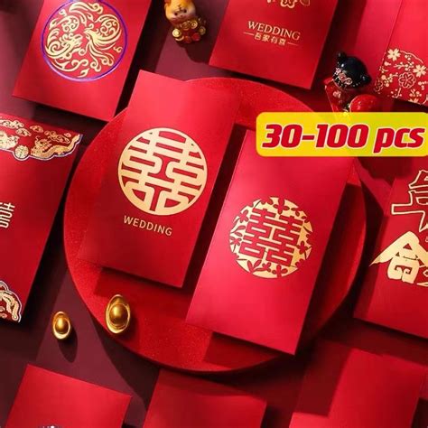 30 100pcs Wedding Angpao Money Envelopes Red Envelope Mini Angpau