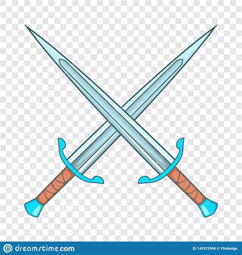 Espadas Cruzadas Icono Estilo De La Historieta Ilustración Del Vector