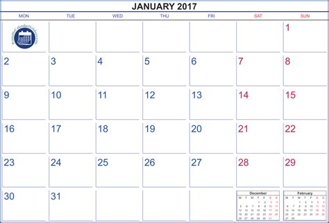 2017 calendar january printable printable calendar template 2020 2021