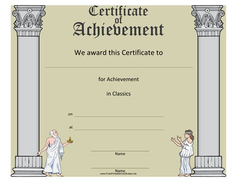 Classics Achievement Certificate Template Download Printable Pdf