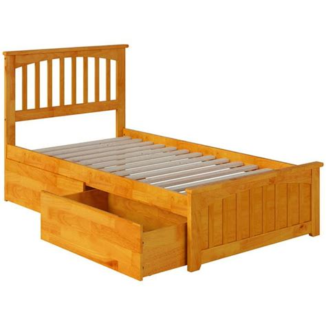Mission Platform Bed With Matching Foot Board With 2 Urban Bed Drawers