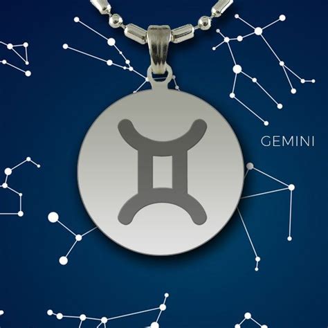 Gemini Zodiac Glyph Pendant With Engraved Personalised Message