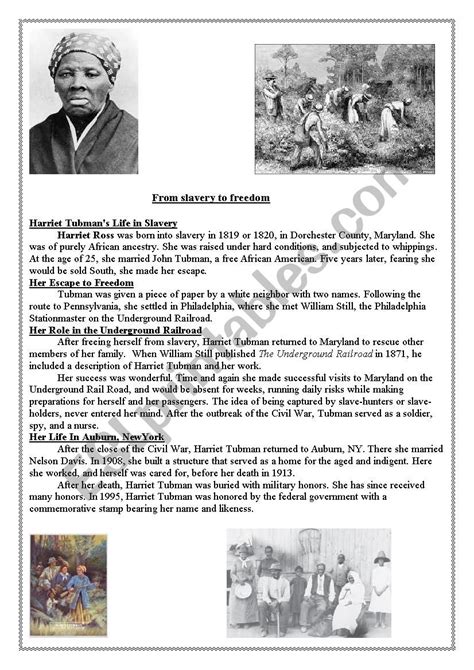 Free Printable Harriet Tubman Worksheets Printable World Holiday
