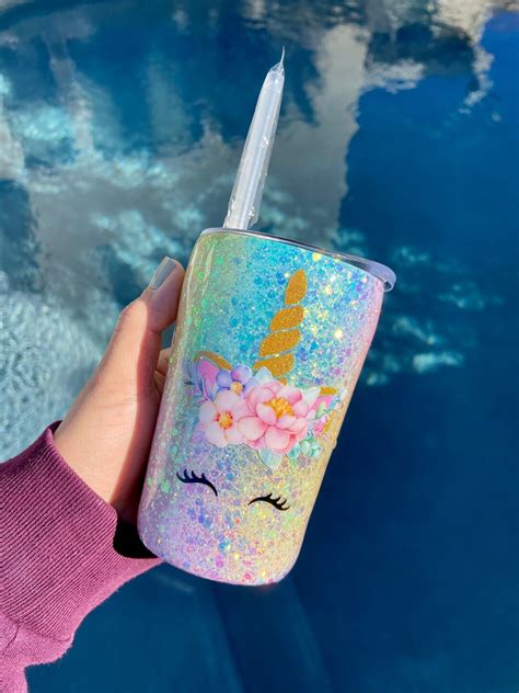 Unicorn Glitter Cup Toddler Personalized Cups Glitter Sippy Cups