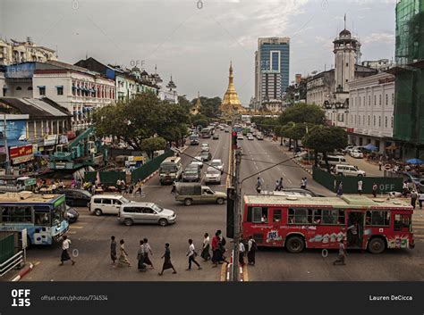 Yangon Myanmar Oct 26 2015 A View Of Downtown Yangon Myanmar
