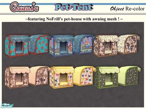An Advertisement For Pet Tents With Different Colors And Designs On The