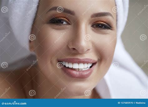 Healthy White Smile Close Up Beauty Woman With Perfect Smile Lips And Teeth Beautiful Girl