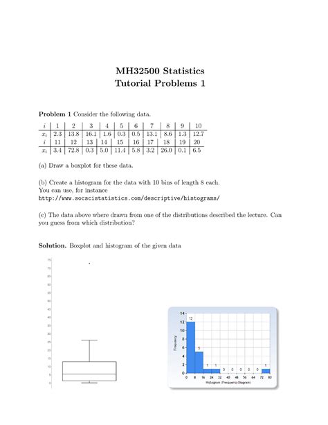 Sol Tutorial 1 Statistic Assignment MH32500 Statistics Tutorial