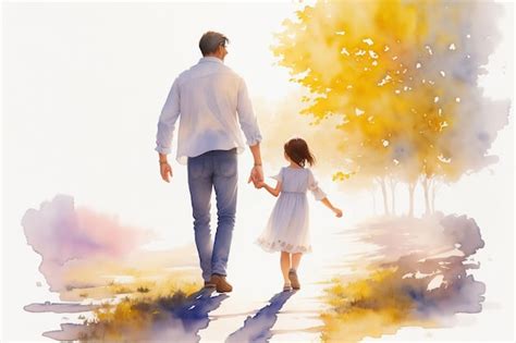 Premium Ai Image Father And Daughter Photo Made In Watercolor Style