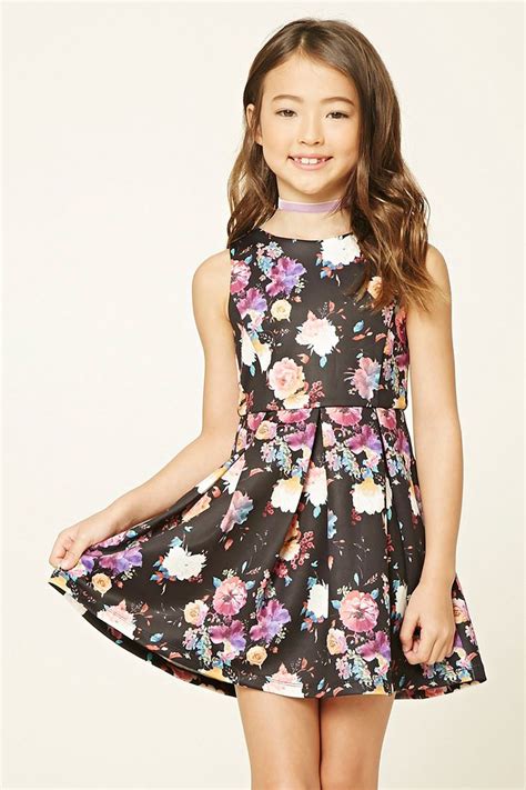 Forever 21 Girls A Knit A Line Dress Featuring An Allover Floral