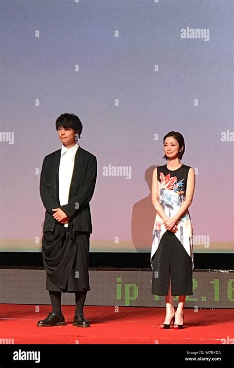 Japanese Actress Ueto Aya Right And Actor Takumi Saito Attend The Opening Ceremony Of The