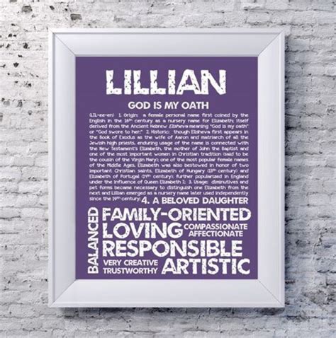 Items Similar To Lillian Personalized Name Print Typography Print