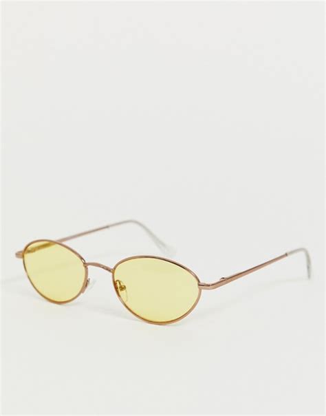 Gafas De Sol Ovaladas Con Montura En Color Cobre Y Lentes Amarillas De
