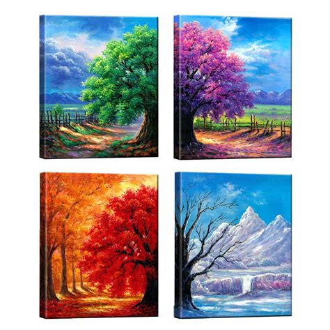 Shop Nuolanart 4 Seasons Modern Landscape 4 At Artsy Sister Landscape Wall Art Canvas Print