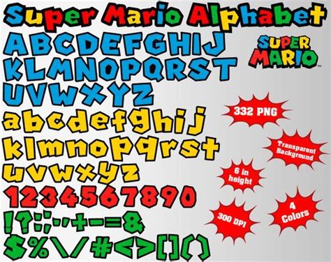 Super Mario Alphabet Numbers And Symbols 332 Png 300 Dpi