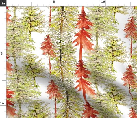 Pine Trees In Watercolor Greens And Fabric Spoonflower