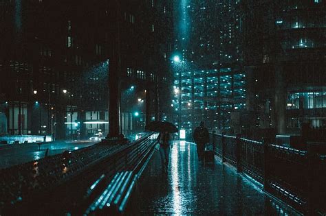 都市、 雨、 青、 傘、 街の明かり、 都市、 ダウンタウン、 建物、 ネオン、 暗い、 夜、 フィルムグレイン、 Hdデスクトップの壁紙