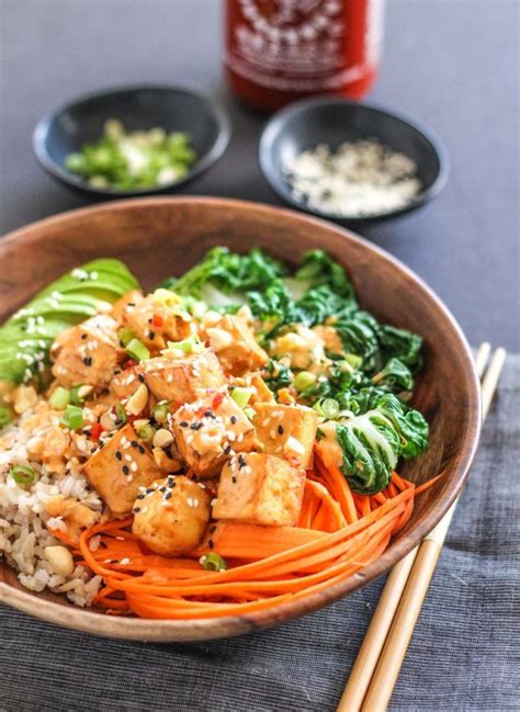Then add about 3 tablespoons of peanut sauce, tossing to coat. Thai Peanut Tofu Buddha Bowl | Recipe (With images) | Meals