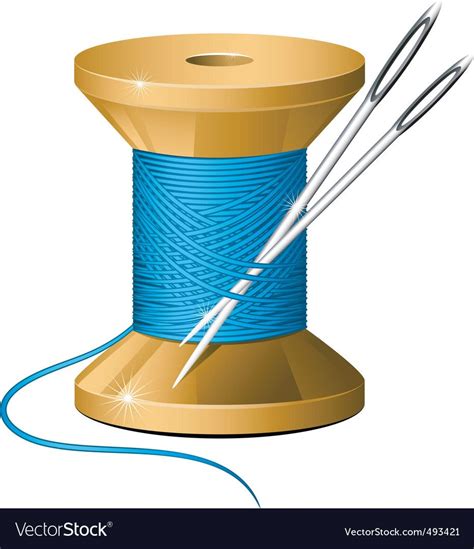 Needle And Thread Royalty Free Vector Image Vectorstock Thread