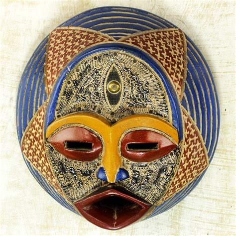 Kiva Store Ewe Culture African Wood Mask Handmade By Ghana Artisan