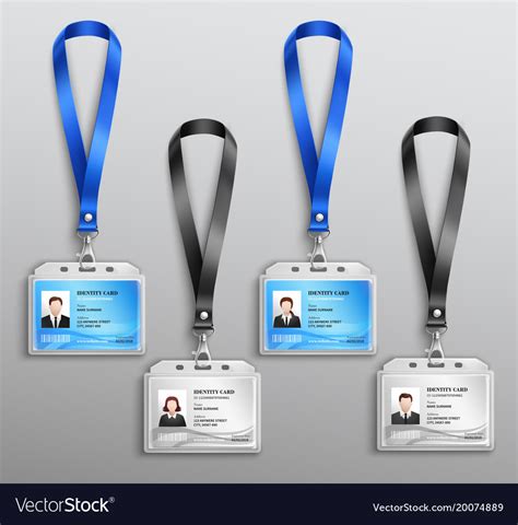 Id Cards Badges Realistic Set Royalty Free Vector Image