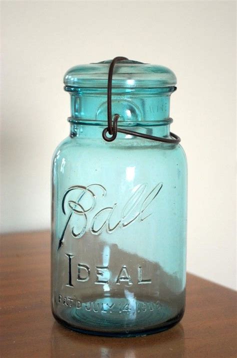 Vintage Blue Ball Mason Jar With Wire Bail And Lid Etsy Ball Jars
