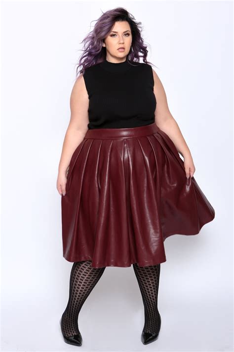 Plus Size Faux Leather Skirt Red Leather Skirt Plus Size Skirts Plus Size Fashion